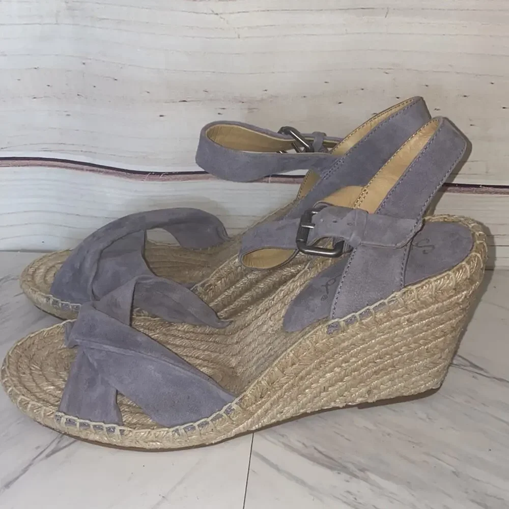 Splendid Leather Strap Cross Wedges Espadrille Sandals Like New Size 11